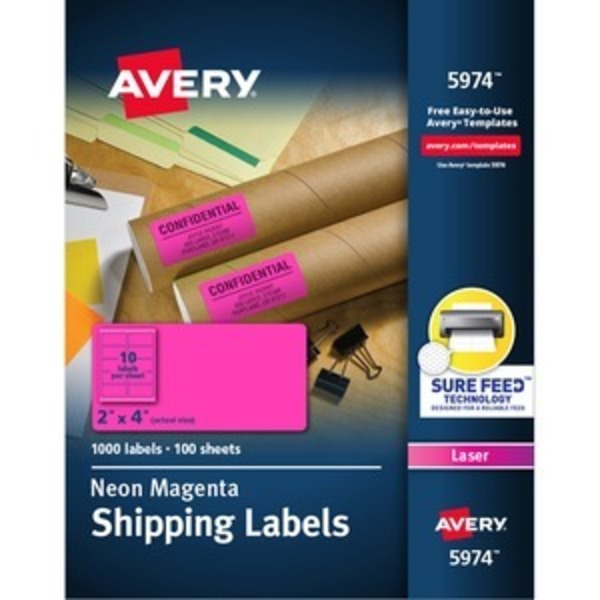 Avery Label, Shipping, Neon, 2X4, Ma AVE5974